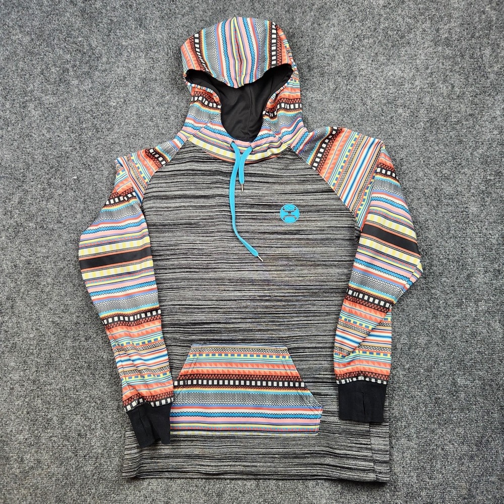 Hooey Hoodie Mens‎ Medium Gray Aztec Hooded Cowboy Rodeo Western Sweatshirt